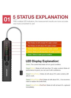 kingbolen Brake Fluid Tester, Auto Brake Diagnostic Testing Tool，Oil Moisture Analyzer with 9 LED Indicators for DOT3/DOT4/DOT5.1 Brake Fluid(BF100)  - Image 2