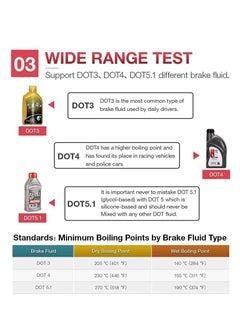 kingbolen Brake Fluid Tester, Auto Brake Diagnostic Testing Tool，Oil Moisture Analyzer with 9 LED Indicators for DOT3/DOT4/DOT5.1 Brake Fluid(BF100)  - Image 4