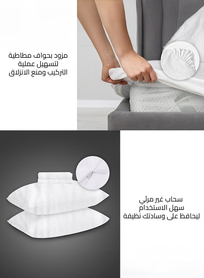 Protection Package | Mattress Protector + Set of 2 Pillow Protectors 75×50 cm, made from 100% Waterproof Cotton
