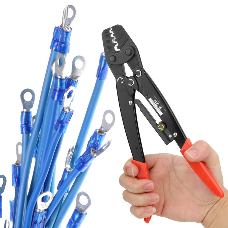 Crimping Pliers 27cm Heavy Duty Steel Jaws - Ergonomic Handle Crimper with Quick Release Safety Buckle for Bare Terminal 1.25-8mm² 17-8AWG - Image 5