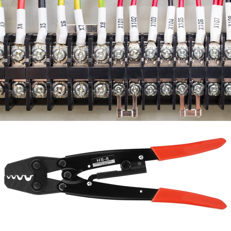 Crimping Pliers 27cm Heavy Duty Steel Jaws - Ergonomic Handle Crimper with Quick Release Safety Buckle for Bare Terminal 1.25-8mm² 17-8AWG - Image 4