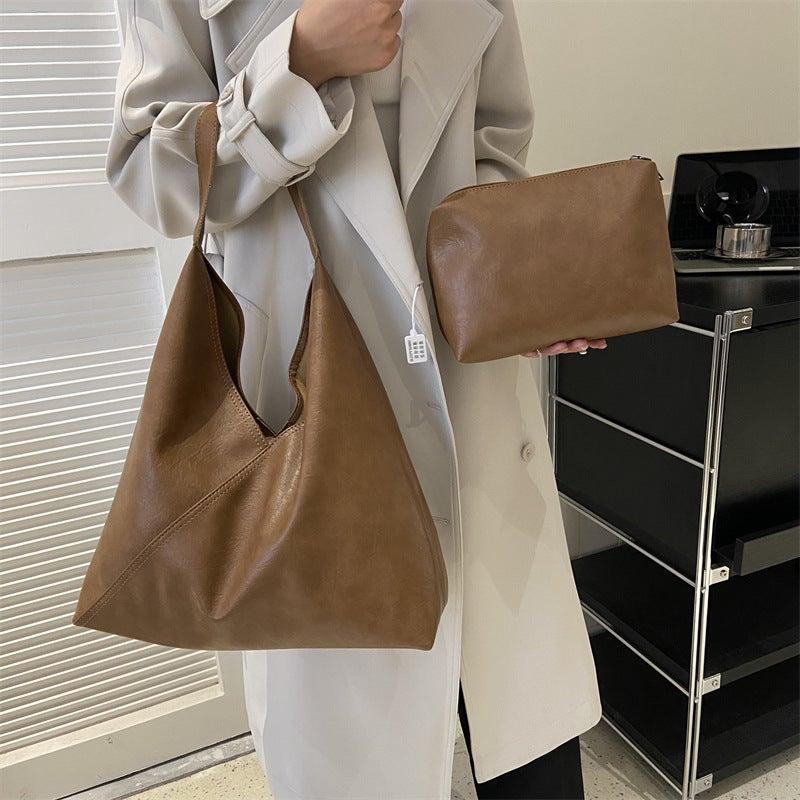 Women's Soft PU Leather Tote Bag Large Capacity Shoulder Bag - Image 2