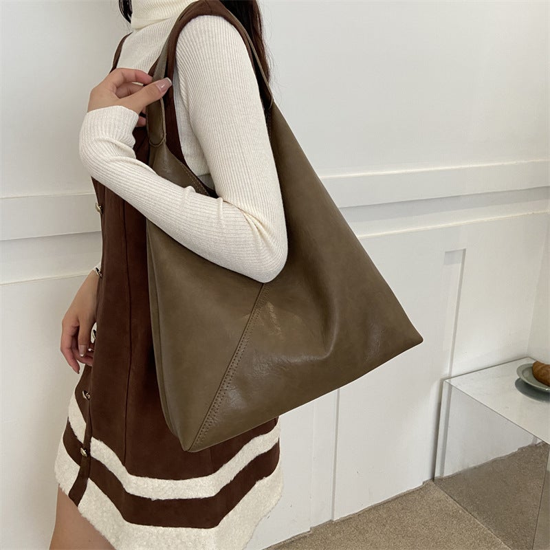 Women's Soft PU Leather Tote Bag Large Capacity Shoulder Bag - Image 4
