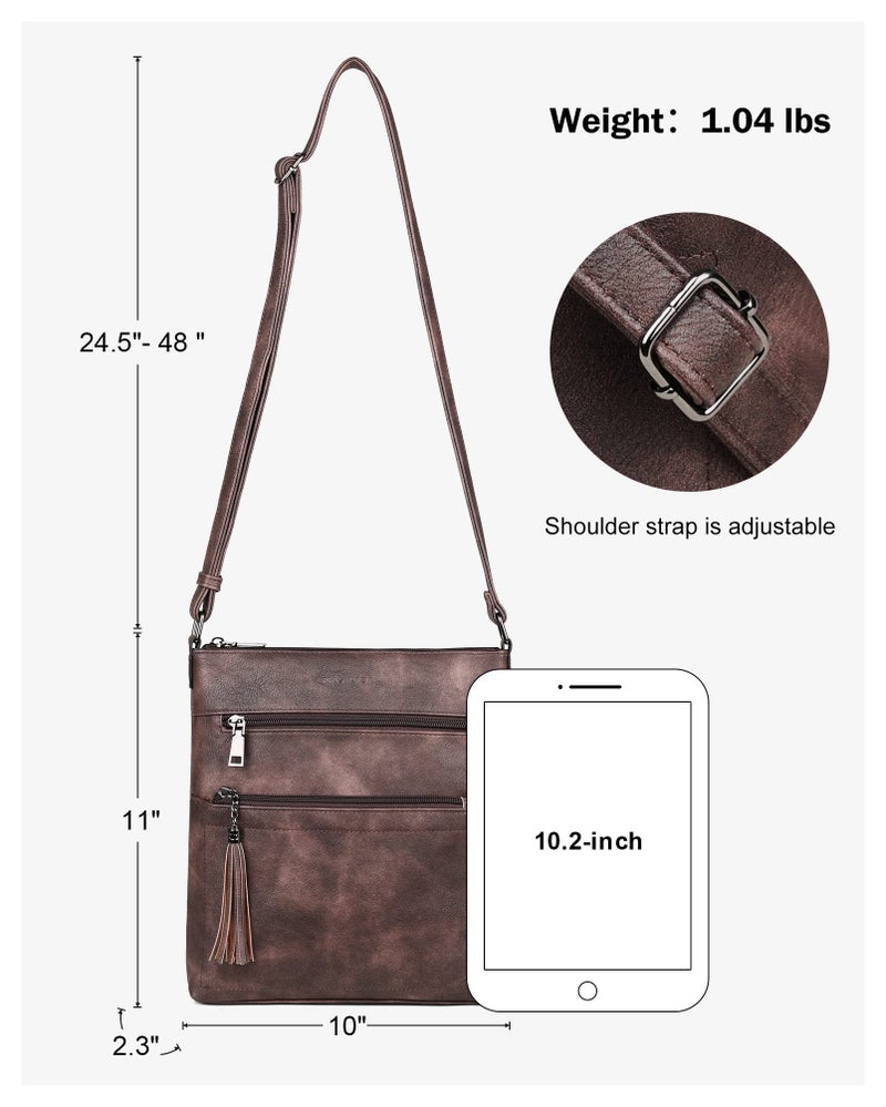 MASINTOR Crossbody Purses for Women, Multi Pocket Casual Crossbody Bag, Soft Leather Adjustable Strap Shoulder Bag with Tassel - Image 4