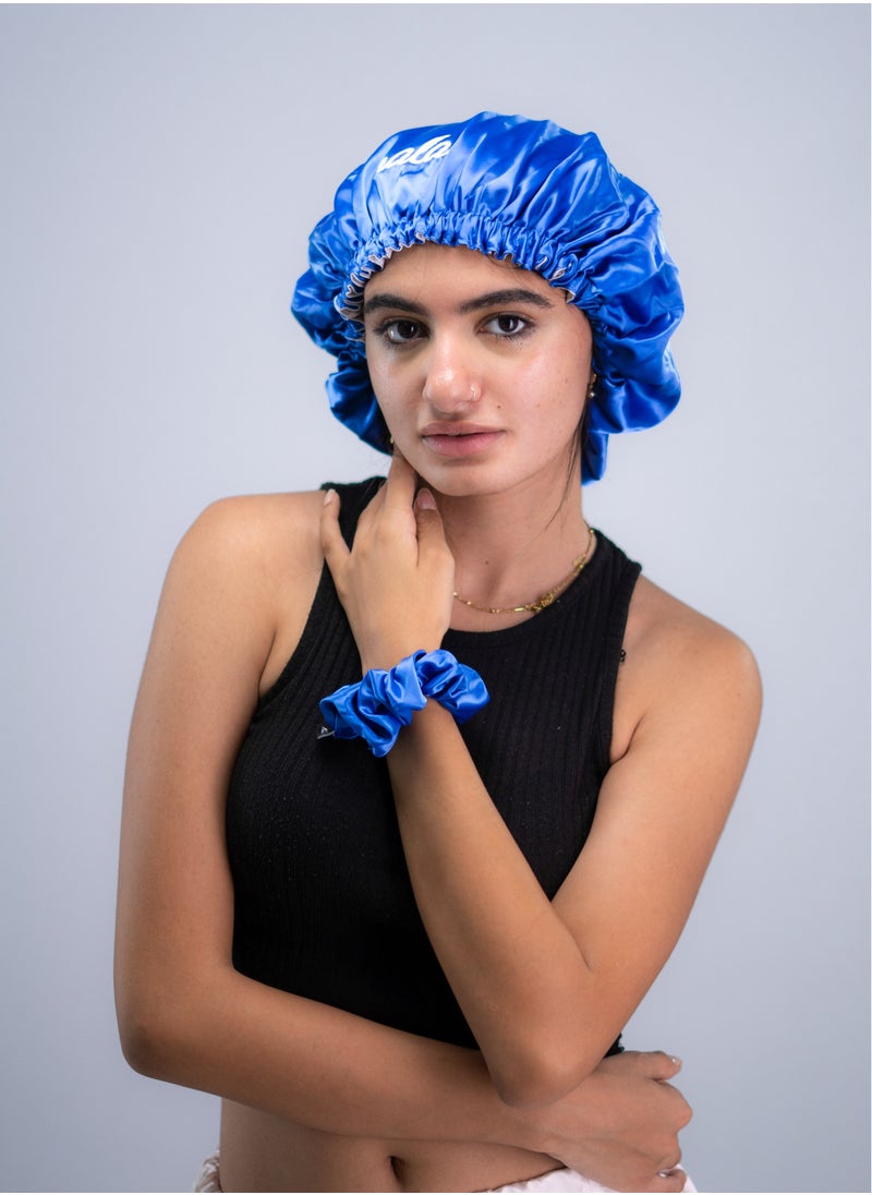 Blue Satin Bonnet