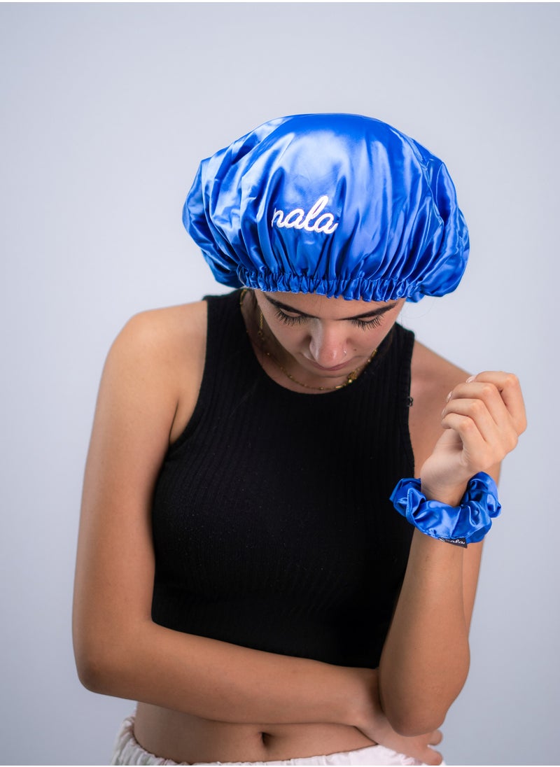 Blue Satin Bonnet
