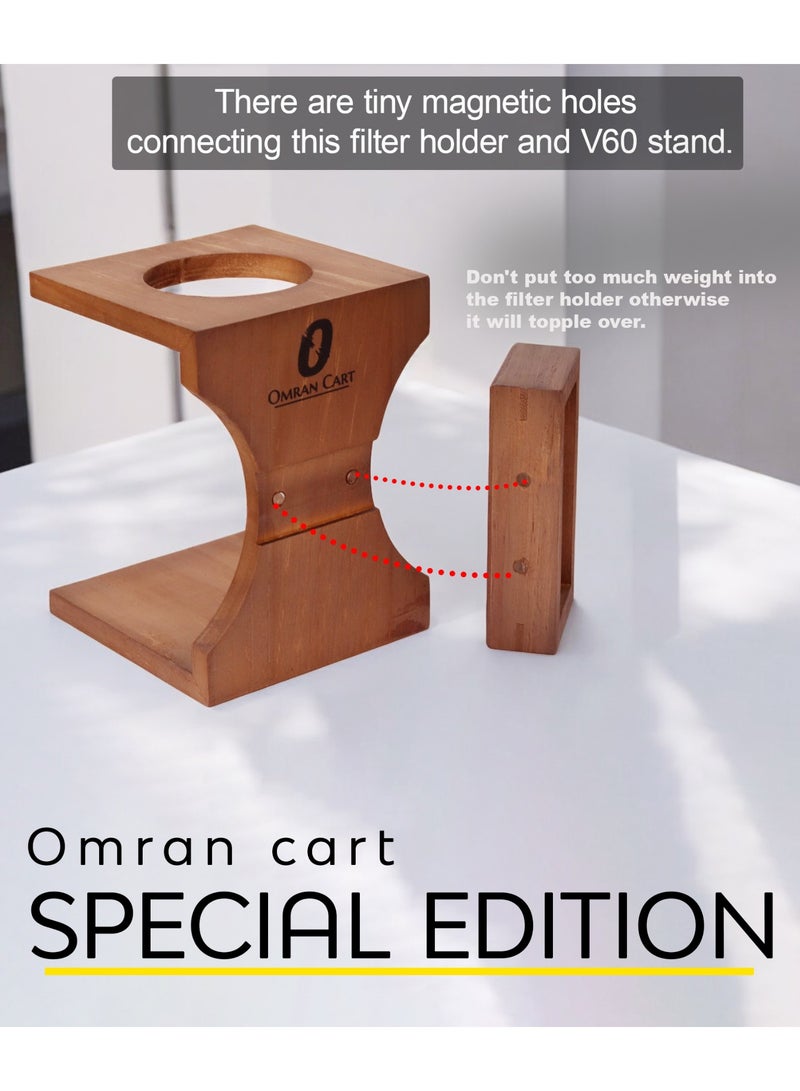 OMRAN CART Omran Cart V60 Coffee Set 6pcs Pour over coffee maker set with Wooden holder rack, Includes Coffee kettle with wooden handle, Server, dripper, filters & ceramic cup – Perfect for coffee lovers  - Image 3