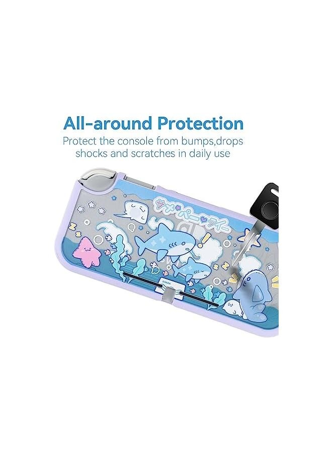 PROMASS Protective Case for Nintendo Switch Lite Cute Slim Cover Case Anti-Scratch Shock Absorption Hard Protective Shell Compatible with Nintendo Switch Lite Skin- Shark Party  - Image 5