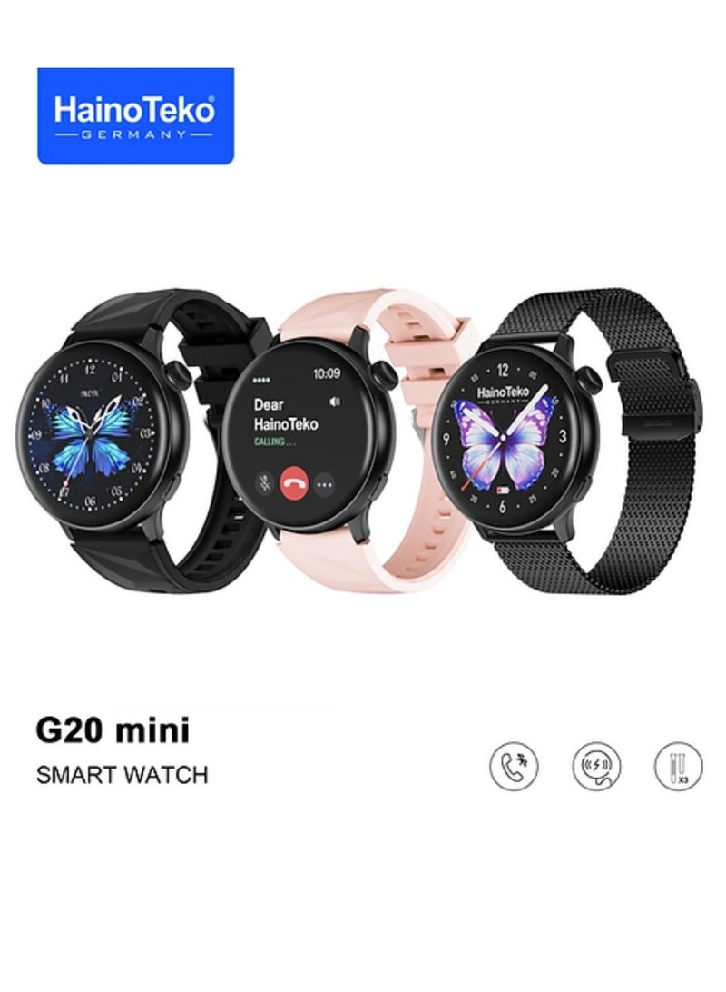 Haino Teko G20 Mini Smart Watch Real AMOLED Display with 3 Pairs of Straps for Women - Image 1