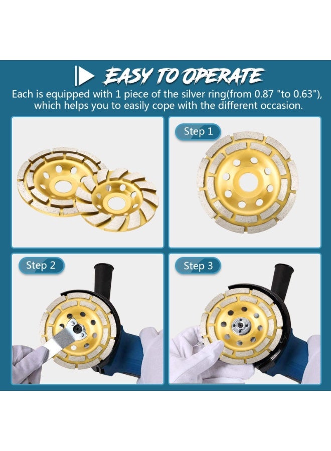 عجلات طحن كأس الماس، مجموعات عجلات طحن الزاوية شديدة التحمل لتلميع طاحونة الزاوية (ذهبية) - Image 3