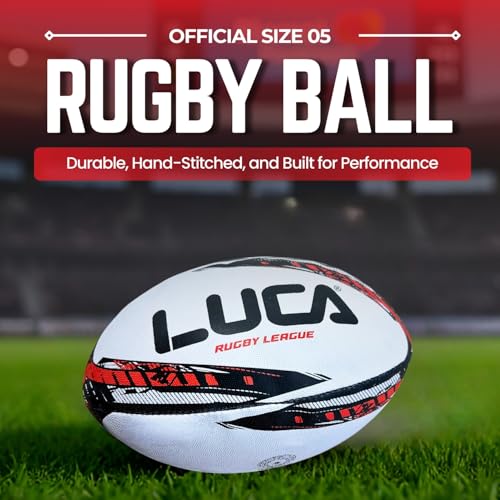 LUCA Rugby Ball Size 5 Hand Stitched Super Grip Training Ball Durable 3Ply Waterproof Surface for College Club Practice - Image 3