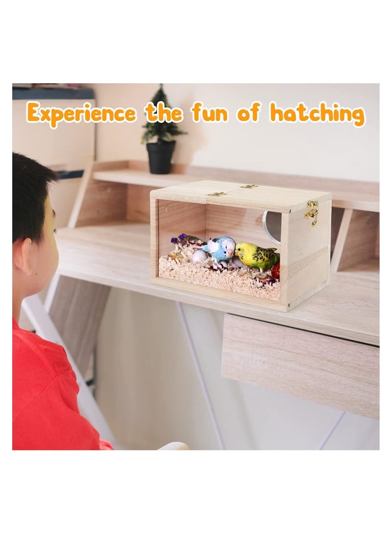 OMEVE Wood Nest Parakeet Nesting Box Transparent Bird Nest Breeding Box with Perch Wood Bird House for Cage Budgie Love Birds Cockatiel Conure Finch Parrot Small to Medium Birds - Image 4
