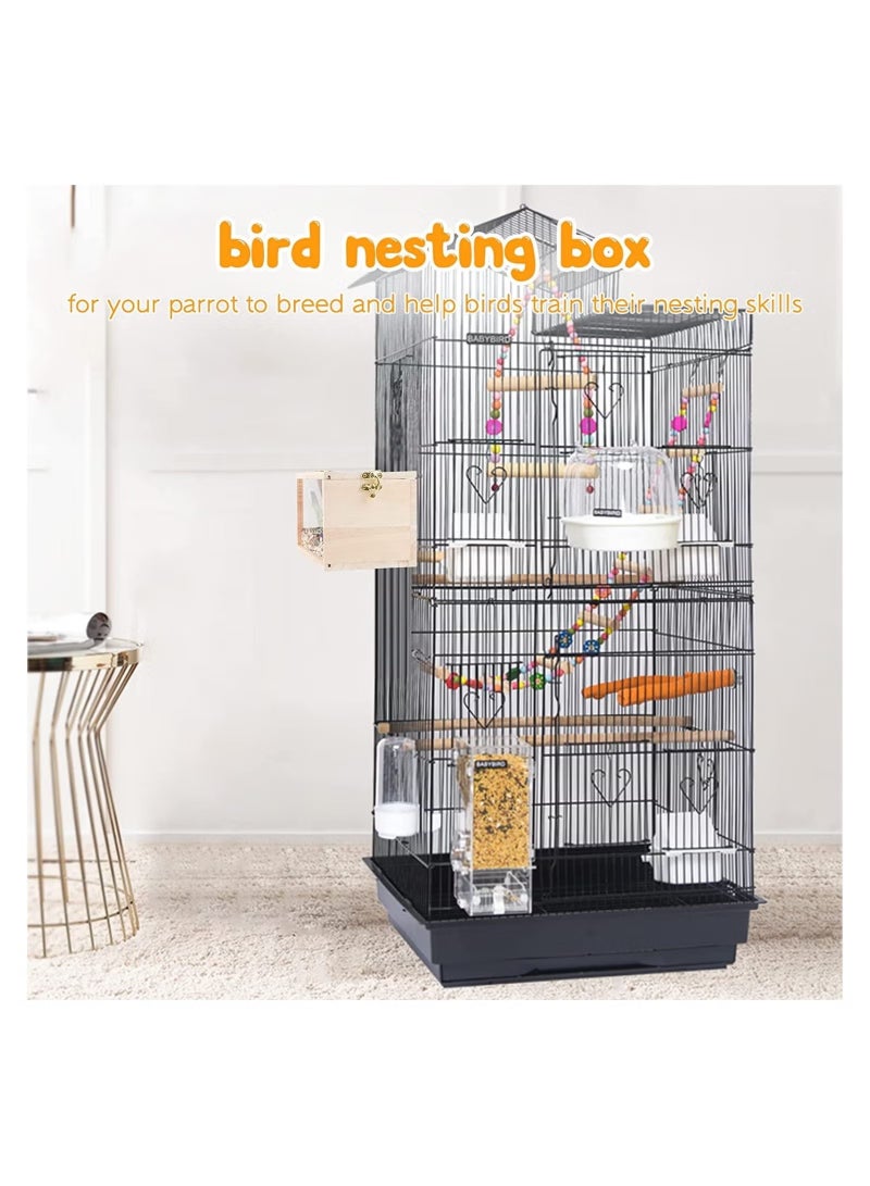 OMEVE Wood Nest Parakeet Nesting Box Transparent Bird Nest Breeding Box with Perch Wood Bird House for Cage Budgie Love Birds Cockatiel Conure Finch Parrot Small to Medium Birds - Image 3