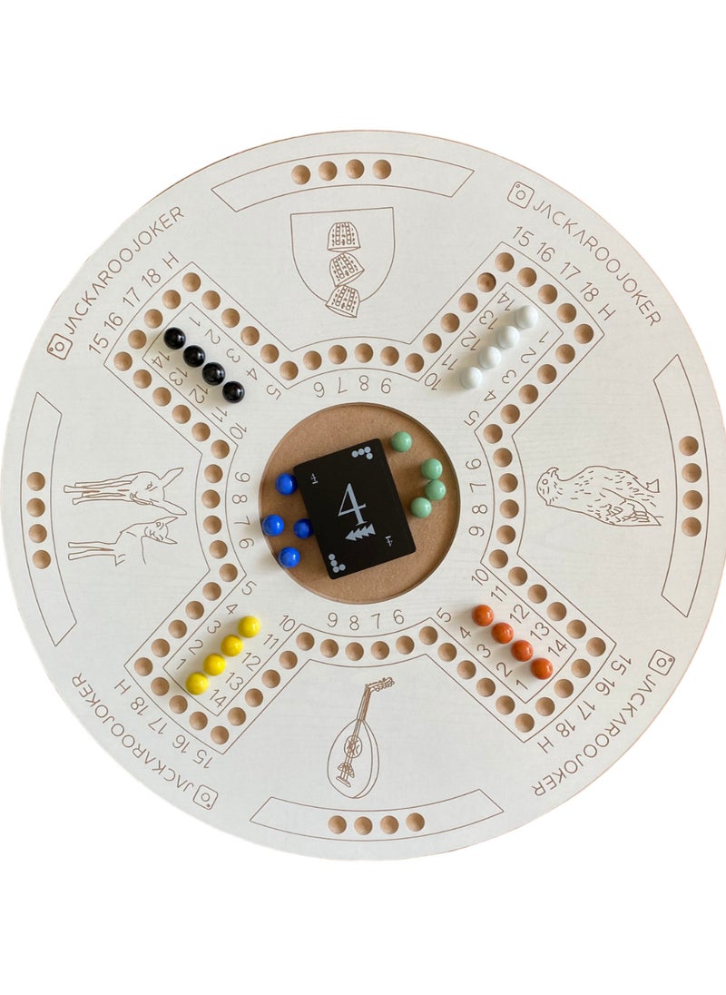JACKAROOJOKER - Jackaroo Game both sides for 4 and 6 players with Marbles and Cards - Image 1