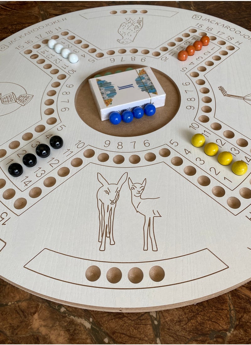 JACKAROOJOKER - Jackaroo Game both sides for 4 and 6 players with Marbles and Cards - Image 1