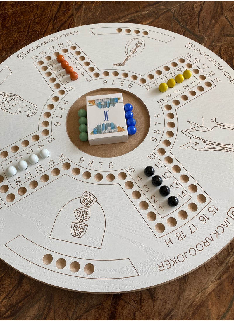 JACKAROOJOKER - Jackaroo Game both sides for 4 and 6 players with Marbles and Cards - Image 1