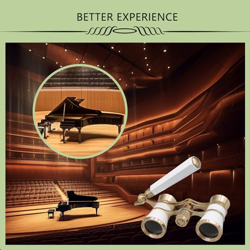 Black Ice BLACKICE Opera Glasses, Opera Binoculars, 3X25 Theater Binoculars Compact with Adjustable Handle for Adults Kids Women in Concert Theater Opera (White with Handle) - Image 5