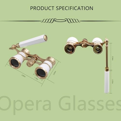 Black Ice BLACKICE Opera Glasses, Opera Binoculars, 3X25 Theater Binoculars Compact with Adjustable Handle for Adults Kids Women in Concert Theater Opera (White with Handle) - Image 3