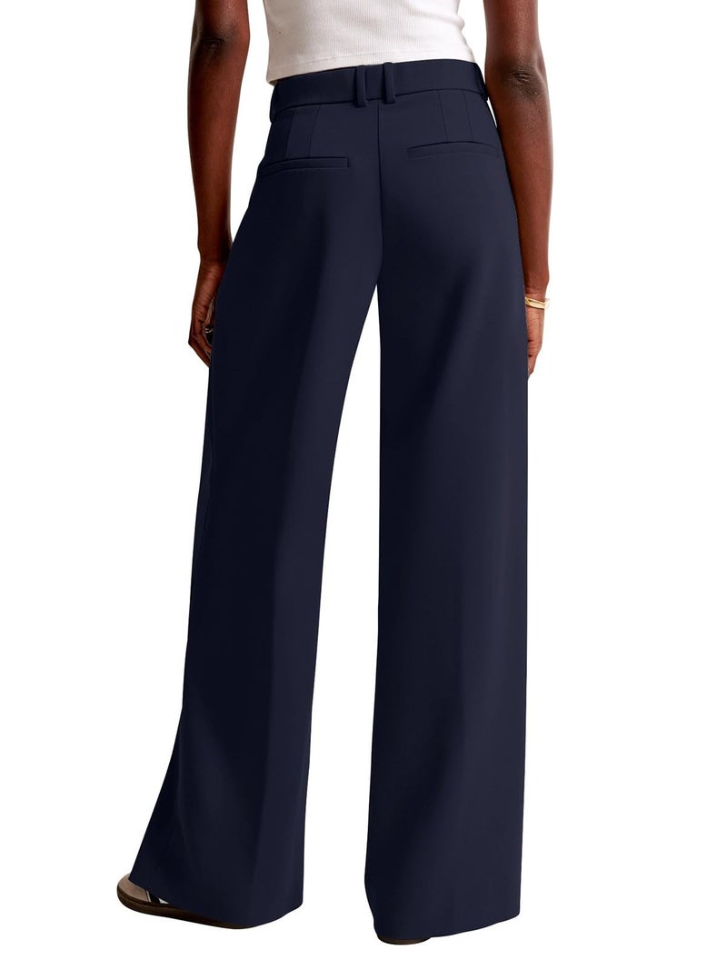 NIMIN Women Wide Leg Pants High Waisted Dressy Work Trousers Business Slacks Casual Pants with Pockets Navy Blue - Image 2