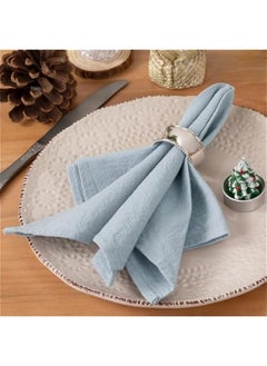 Linen Napkins Grey Blue  Spring Cloth Napkins Bulk Washable Cotton Napkins Set of 10 17x17 for Wedding Party Bridal Baby Shower Birthday Table Decorations