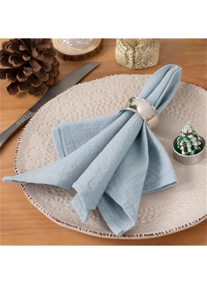 Generic - Linen Napkins Grey Blue  Spring Cloth Napkins Bulk Washable Cotton Napkins Set of 10 17x17 for Wedding Party Bridal Baby Shower Birthday Table Decorations - Image 1