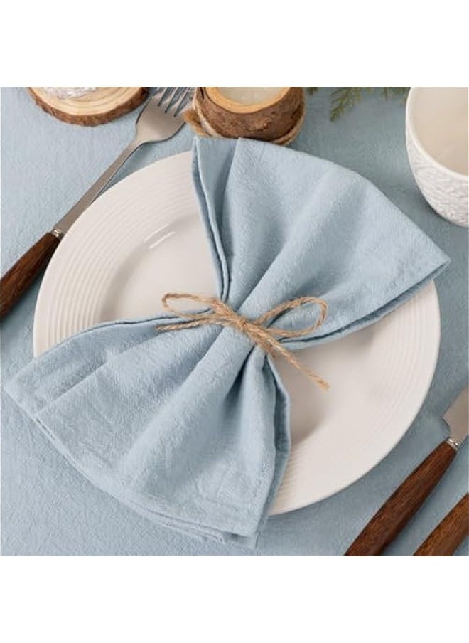 Generic - Linen Napkins Grey Blue  Spring Cloth Napkins Bulk Washable Cotton Napkins Set of 10 17x17 for Wedding Party Bridal Baby Shower Birthday Table Decorations - Image 1