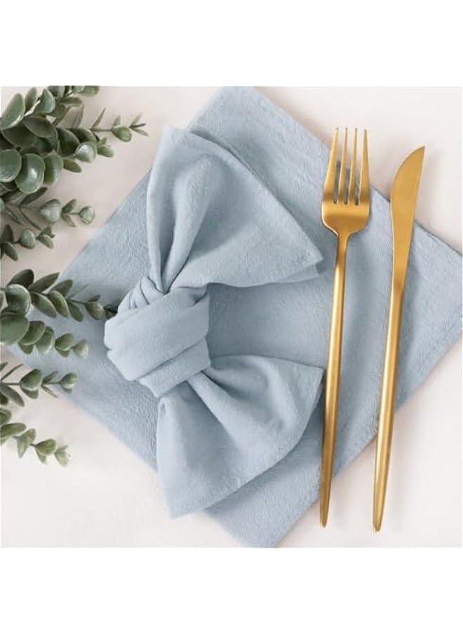 Generic - Linen Napkins Grey Blue  Spring Cloth Napkins Bulk Washable Cotton Napkins Set of 10 17x17 for Wedding Party Bridal Baby Shower Birthday Table Decorations - Image 1
