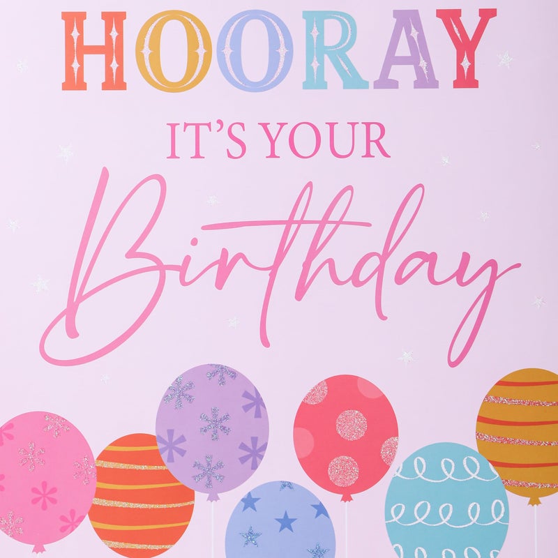 SUNCOLOR Large Birthday Gift Bag Set, Pink Balloon Theme, 13x10.2x6 Inch with Tissue Paper, Greeting Card, Envelope for Women and Girls Party Presents - Image 5