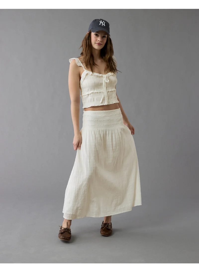 American Eagle AE High-Waisted Smocked Maxi Skirt