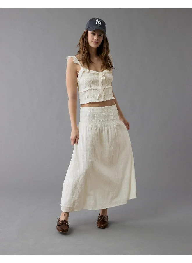 امريكان ايجل AE High-Waisted Smocked Maxi Skirt