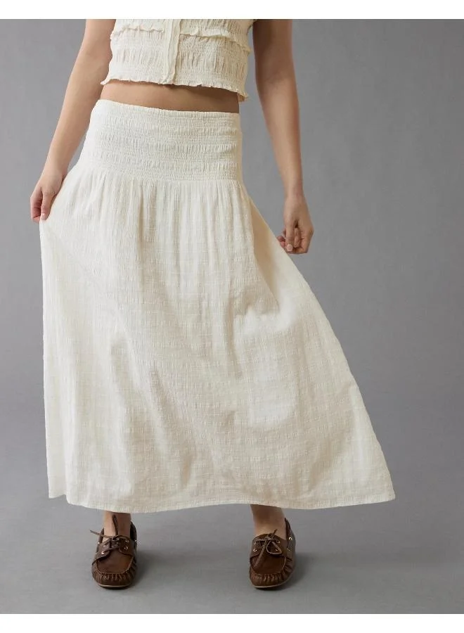 American Eagle AE High-Waisted Smocked Maxi Skirt