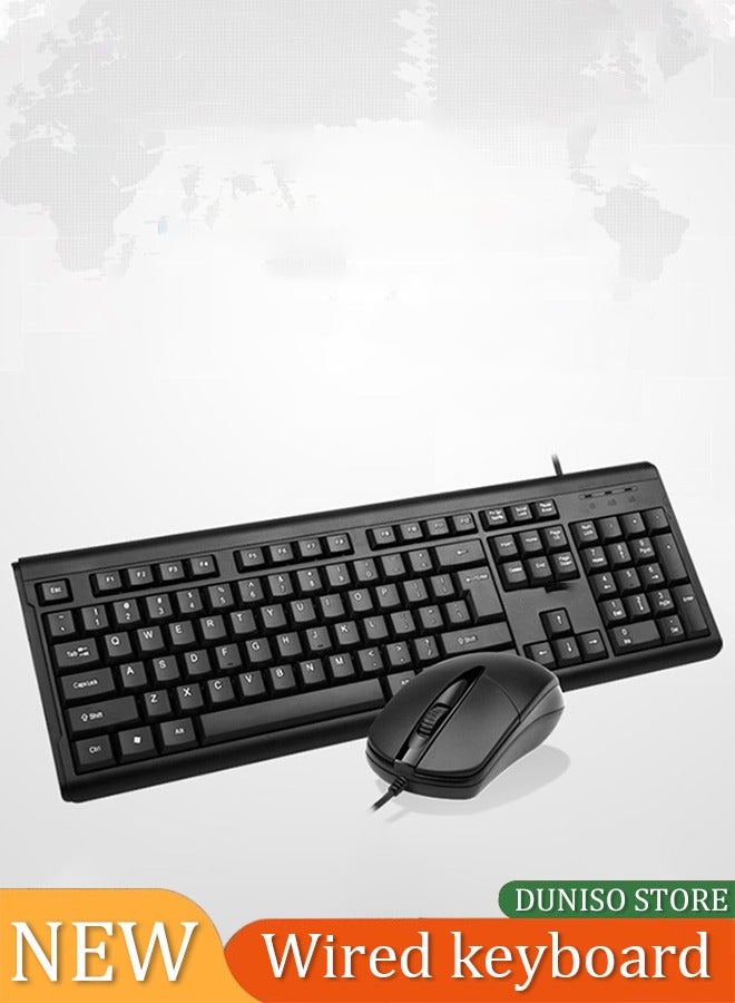 DUNISO Wired Keyboard and Mouse Combo, USB noise resistant ultrathin computer keyboard with mouse, compact gaming keyboard, concave cap structure,not easy to fade,USB plug and play, full size,suitable for PC/laptop, computer desktop, office - Image 1