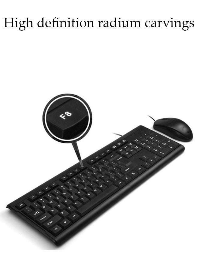 Wired Keyboard and Mouse Combo, USB noise resistant ultrathin computer keyboard with mouse, compact gaming keyboard, concave cap structure,not easy to fade,USB plug and play, full size,suitable for PC/laptop, computer desktop, office