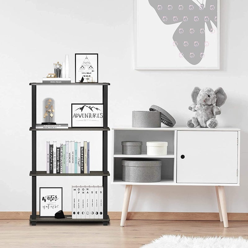 Ash  Roh Ash Roh Standing Floor 4 Tier Rack Wall Shelf for Home Office Multipurpose Storage Shelves with Utility Storage for Home Dcor H37 FeetW2 FeetD1 feet 4 Tier PVC Rack  - Image 2