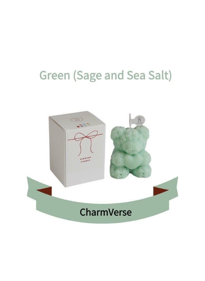 Generic Bear Aromatherapy Candle | Exclusive Gift for UAE Festivals - Natural Essential Oil Fragrance, Eid al Fitr/Christmas/National Day Atmosphere Home Decor, Luxury Healing Aromatherapy Gift Box（green）  - Image 1