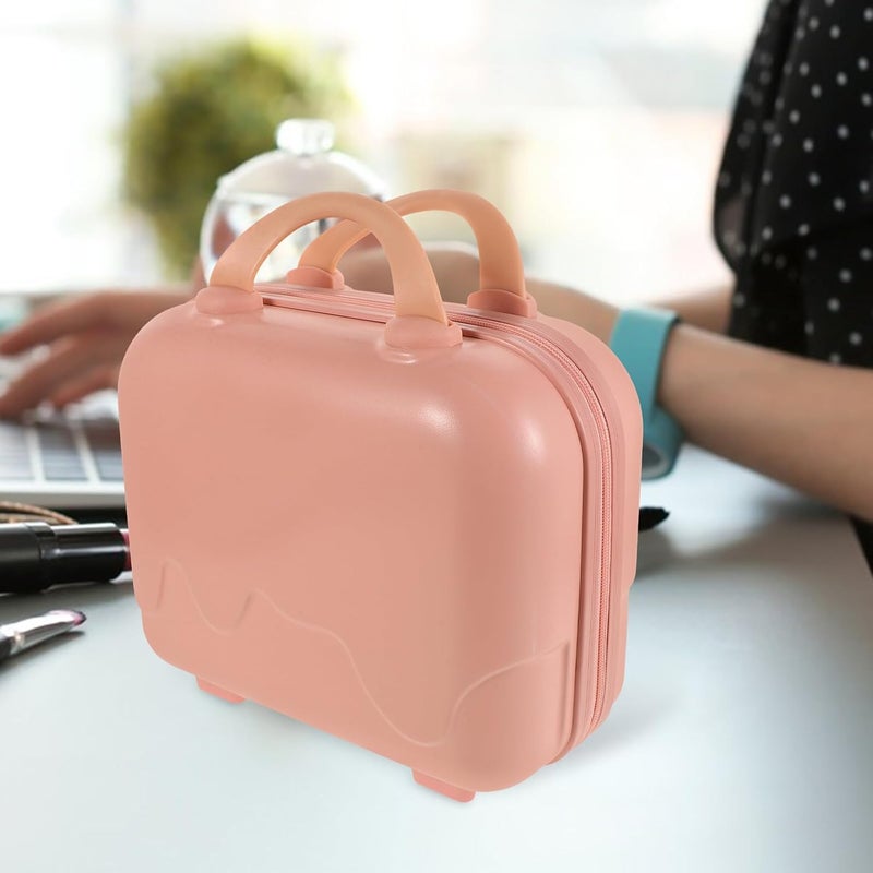Portable Makeup Organizer Case Pink Travel Cosmetic Train Case with Elastic Straps Compact Beauty Bag for Women and Handheld Storage - Image 5