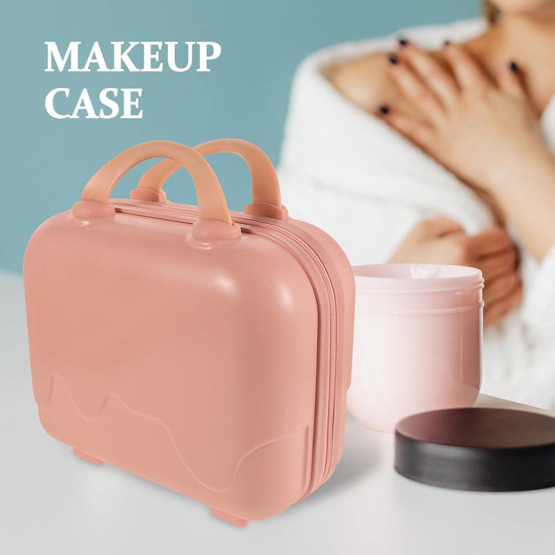 Portable Makeup Organizer Case Pink Travel Cosmetic Train Case with Elastic Straps Compact Beauty Bag for Women and Handheld Storage - Image 3