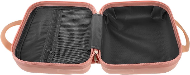 Portable Makeup Organizer Case Pink Travel Cosmetic Train Case with Elastic Straps Compact Beauty Bag for Women and Handheld Storage - Image 1
