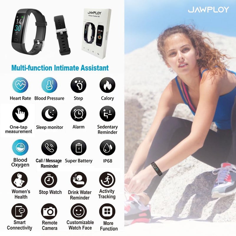 Jawploy Fitness Tracker with Heart Rate Monitor/Step Counter/Calories, Smart Watch Activity Tracker Sleep Monitor, IP68, Health Tracker Pedometer for Man Women - Image 2