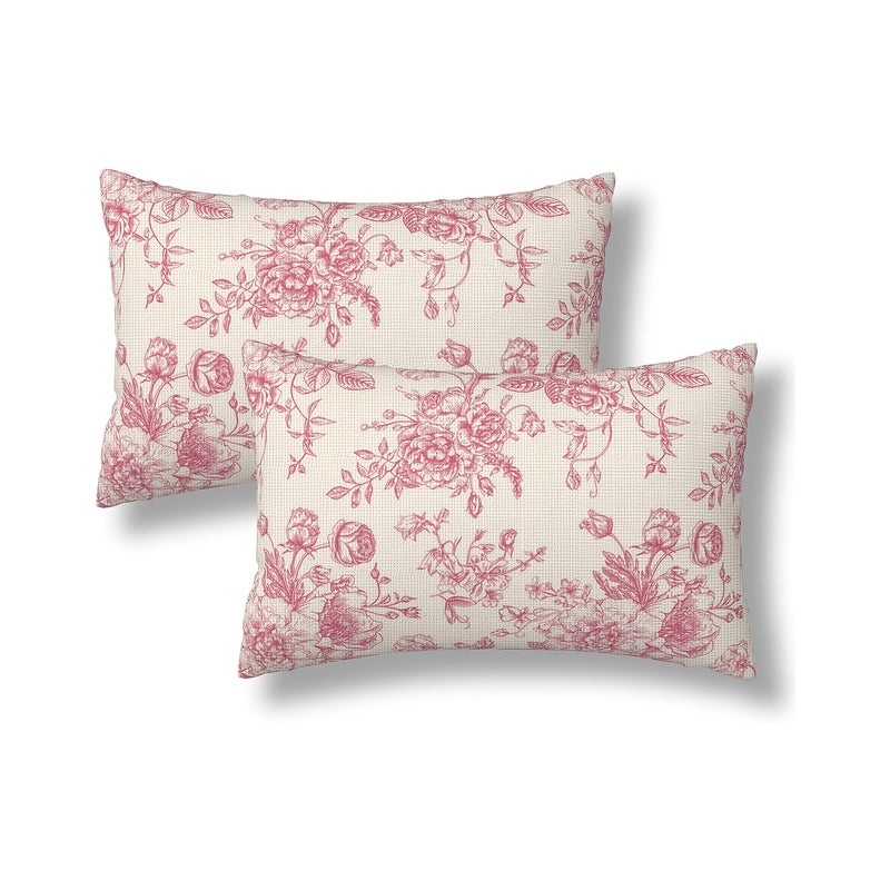 2D Flat Autumn Floral Printed Polyester Pillow Covers Set Of 2 11.81x19.69 Inch Decorative Countryside Style With Zipper For Couch Bedroom - Image 1