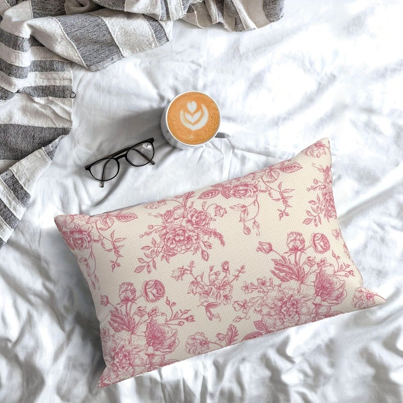 2D Flat Autumn Floral Printed Polyester Pillow Covers Set Of 2 11.81x19.69 Inch Decorative Countryside Style With Zipper For Couch Bedroom - Image 4