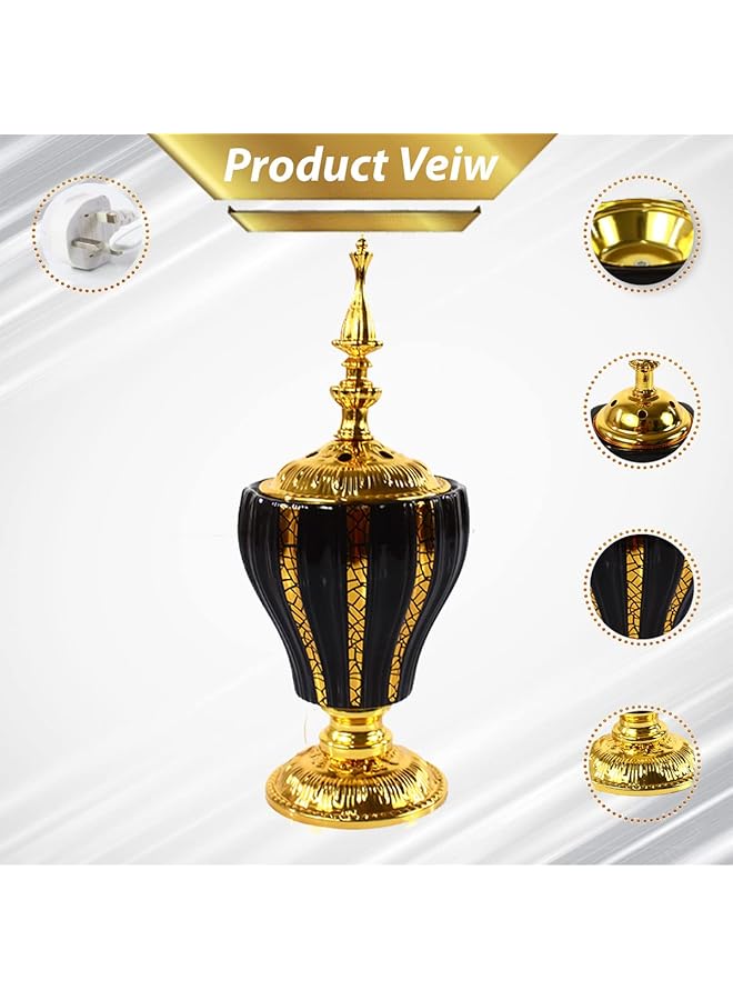 erorex D Lc Electric Incense Burner Oud Bakhoor Burner For Office And Home 2 Years Warranty Gold Black Dlc 32700  - Image 3