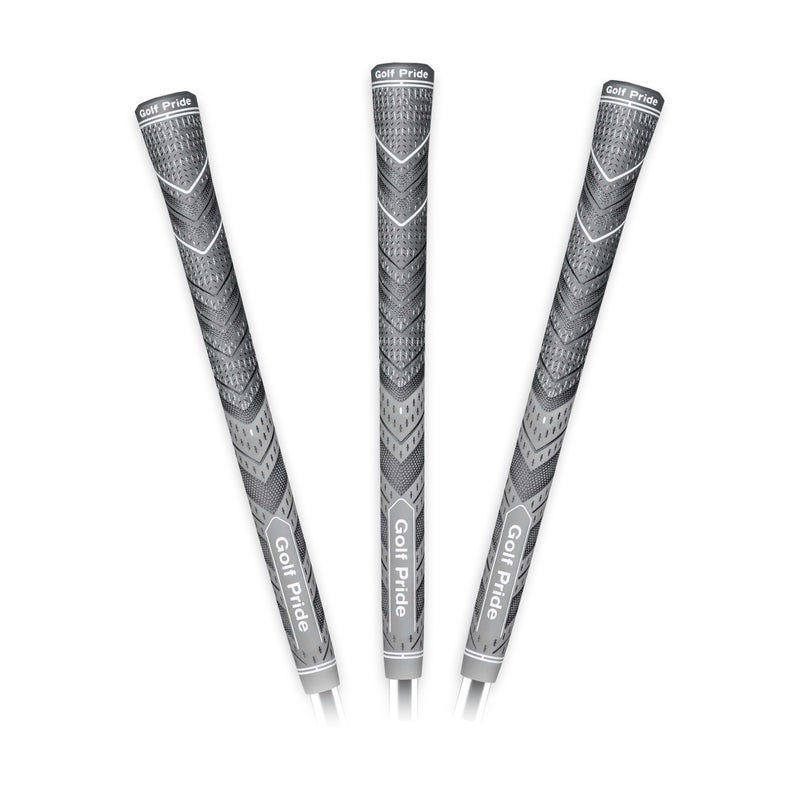 Golf Pride MCC Plus4 Golf Club Grip - All-Weather Hybrid Grip with Larger Lower Hand - Brushed Cotton Cord & Pebbled Texture - Midsize - Grey - 3 Pack - Image 1