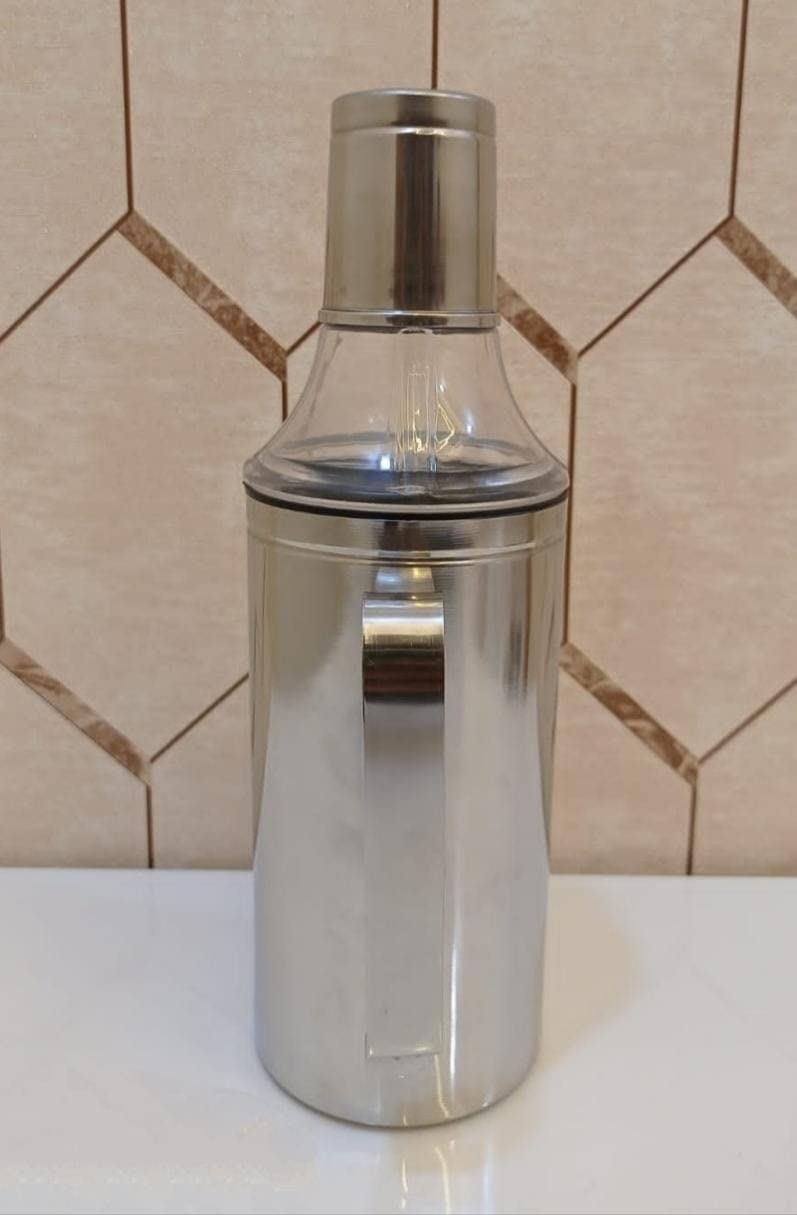 STEEPLE® Oil Dispenser 1 Litre | Oil Container | Kitchen Set | Oil Bottle | Cooking Oil Dispenser for Home & Resturants with Handle 1000 ml (Pack of 1) Sliver - Image 4