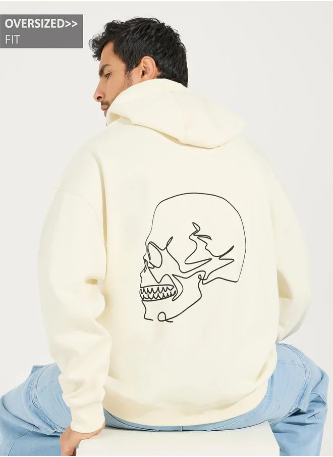 Styli Skull Back Print Heavyweight Oversized Hoodie