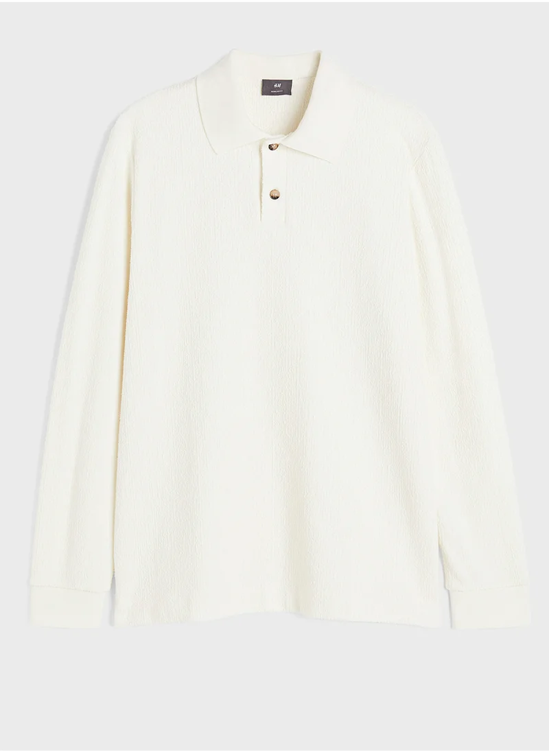اتش اند ام Regular Fit Textured-Knit Polo Shirt