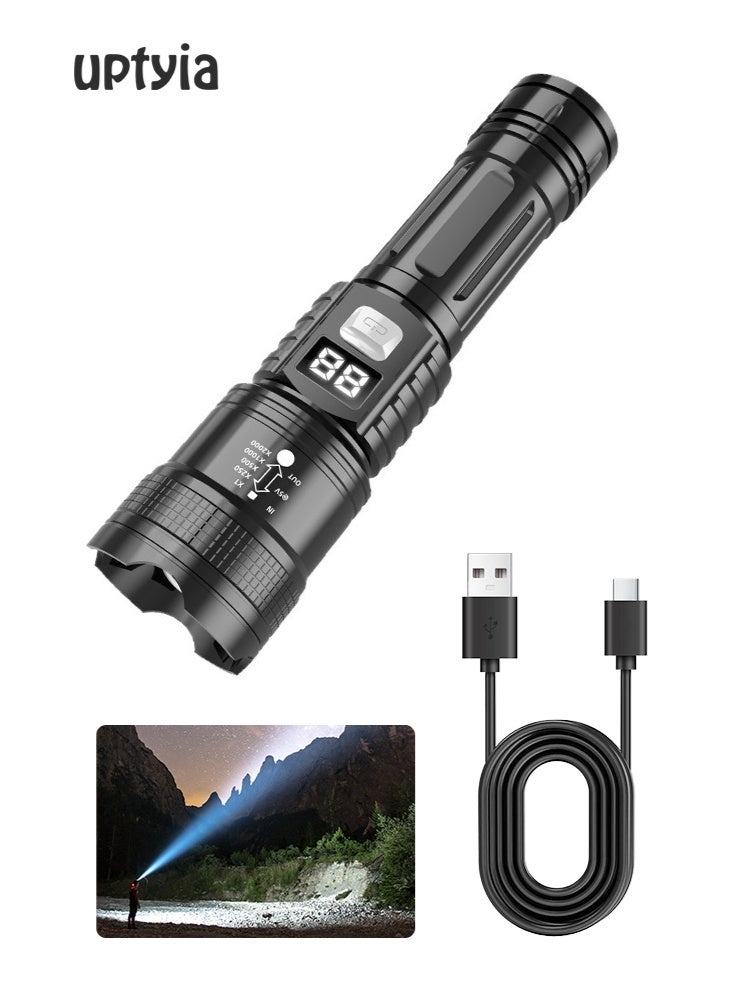 Uptyia Flashlights High Lumens Rechargeable, 12000 Lumens Super Bright Led Flashlight with COB Work Light, Powerful Flash Light with Digital Display, High Powered Handheld Tactical Flashlights for Emergencies Camping Hiking Gift - Image 1