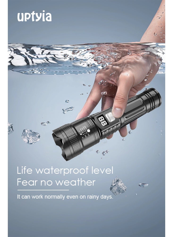 Uptyia Flashlights High Lumens Rechargeable, 12000 Lumens Super Bright Led Flashlight with COB Work Light, Powerful Flash Light with Digital Display, High Powered Handheld Tactical Flashlights for Emergencies Camping Hiking Gift - Image 2
