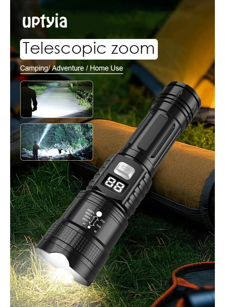 Uptyia Flashlights High Lumens Rechargeable, 12000 Lumens Super Bright Led Flashlight with COB Work Light, Powerful Flash Light with Digital Display, High Powered Handheld Tactical Flashlights for Emergencies Camping Hiking Gift - Image 3