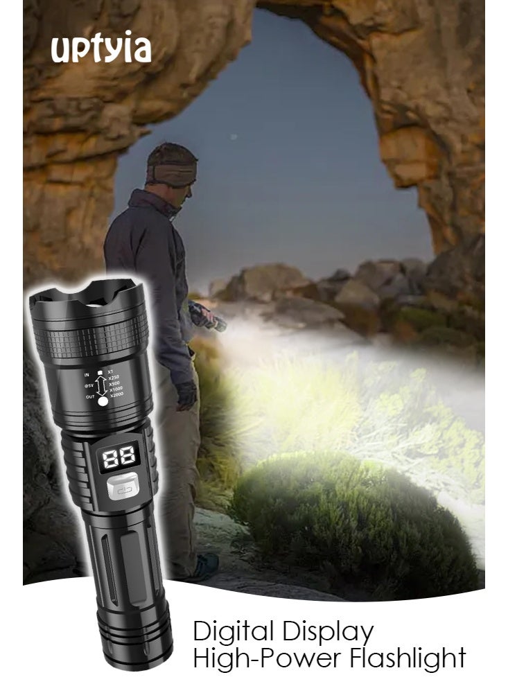 Uptyia Flashlights High Lumens Rechargeable, 12000 Lumens Super Bright Led Flashlight with COB Work Light, Powerful Flash Light with Digital Display, High Powered Handheld Tactical Flashlights for Emergencies Camping Hiking Gift - Image 5